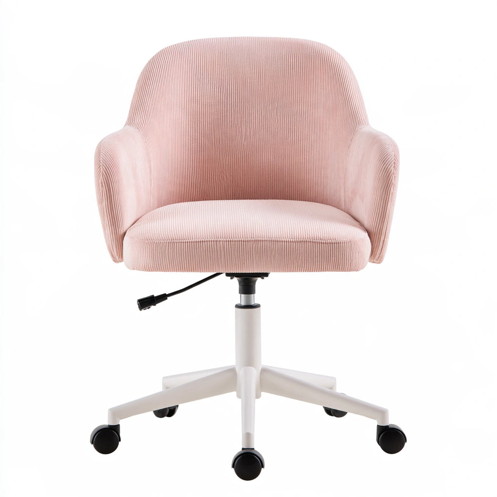 Poltrona ergonomica da ufficio in velluto a coste, colore rosa chiaro