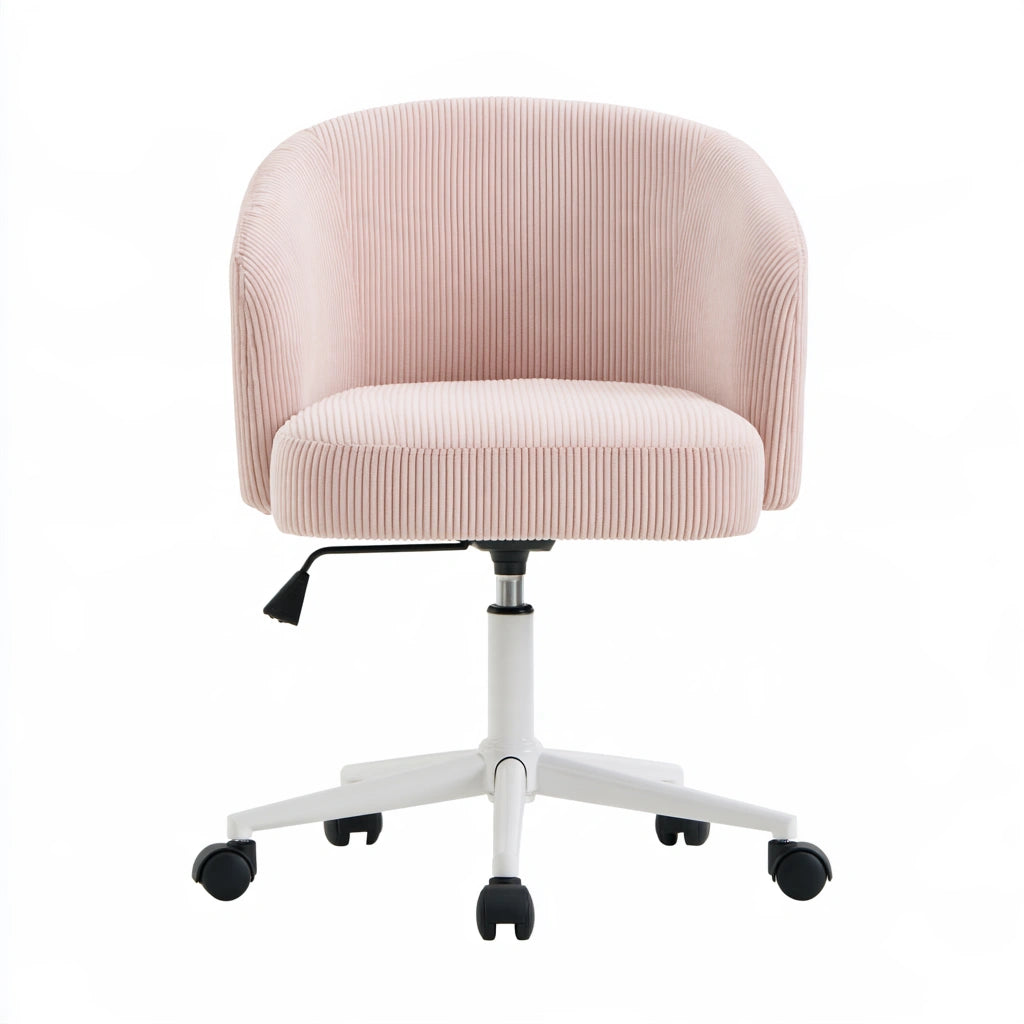 Poltrona ergonomica da ufficio in velluto a coste, colore rosa chiaro