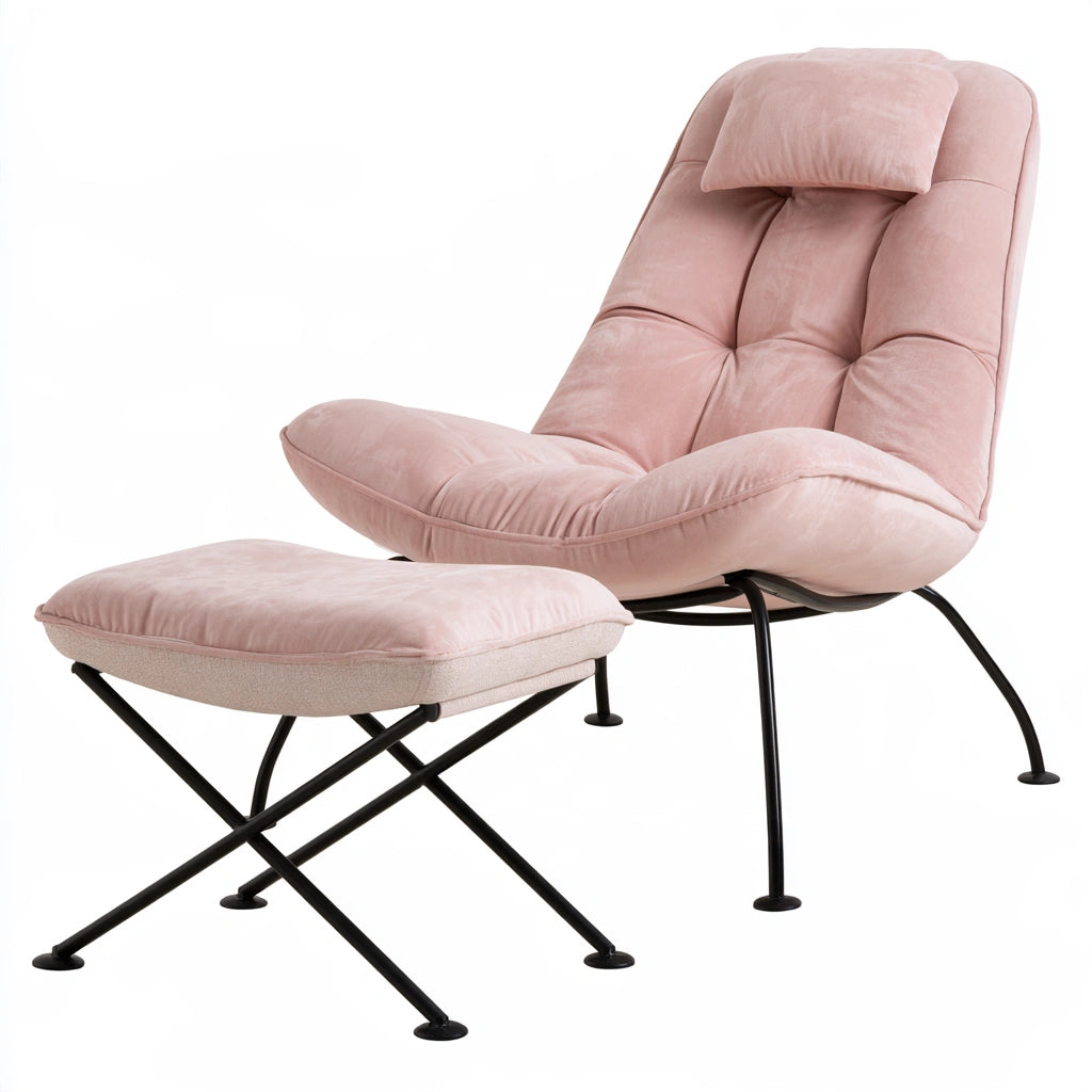 Poltrona d'accento rivestito in tessuto, colore rosa chiaro