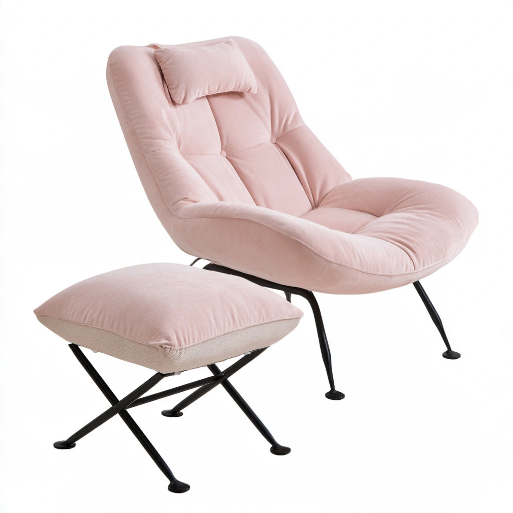 Poltrona d'accento rivestito in tessuto, colore rosa chiaro
