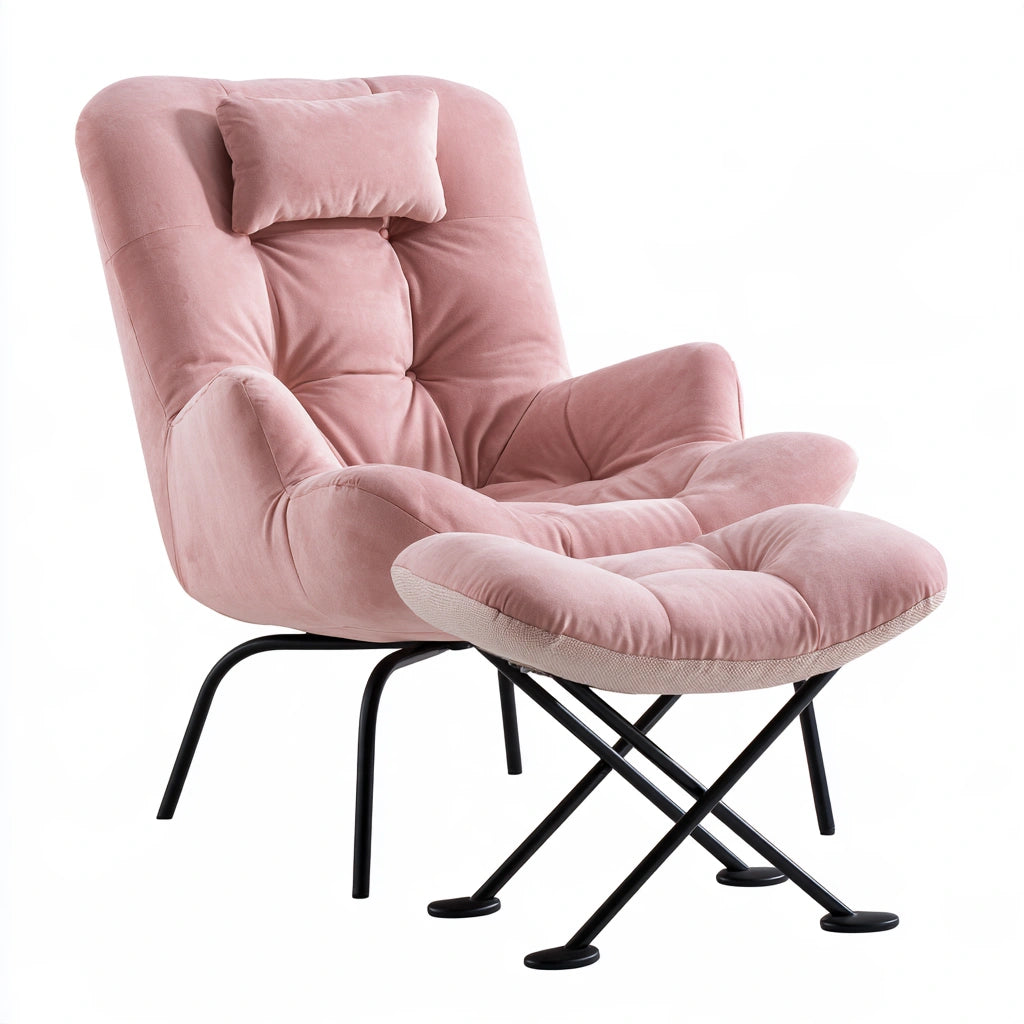 Poltrona d'accento rivestito in tessuto, colore rosa chiaro