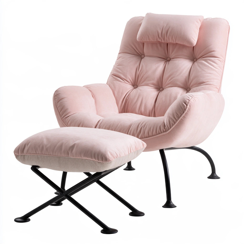 Poltrona d'accento rivestito in tessuto, colore rosa chiaro